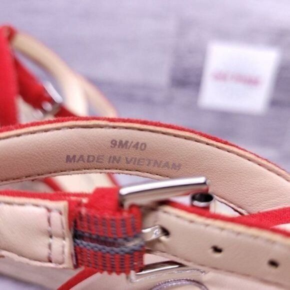 Jessica Simpson Semie Floral Jelly Strap Espadrille Wedge Sandal Red Women 9 NEW - Picture 8 of 8